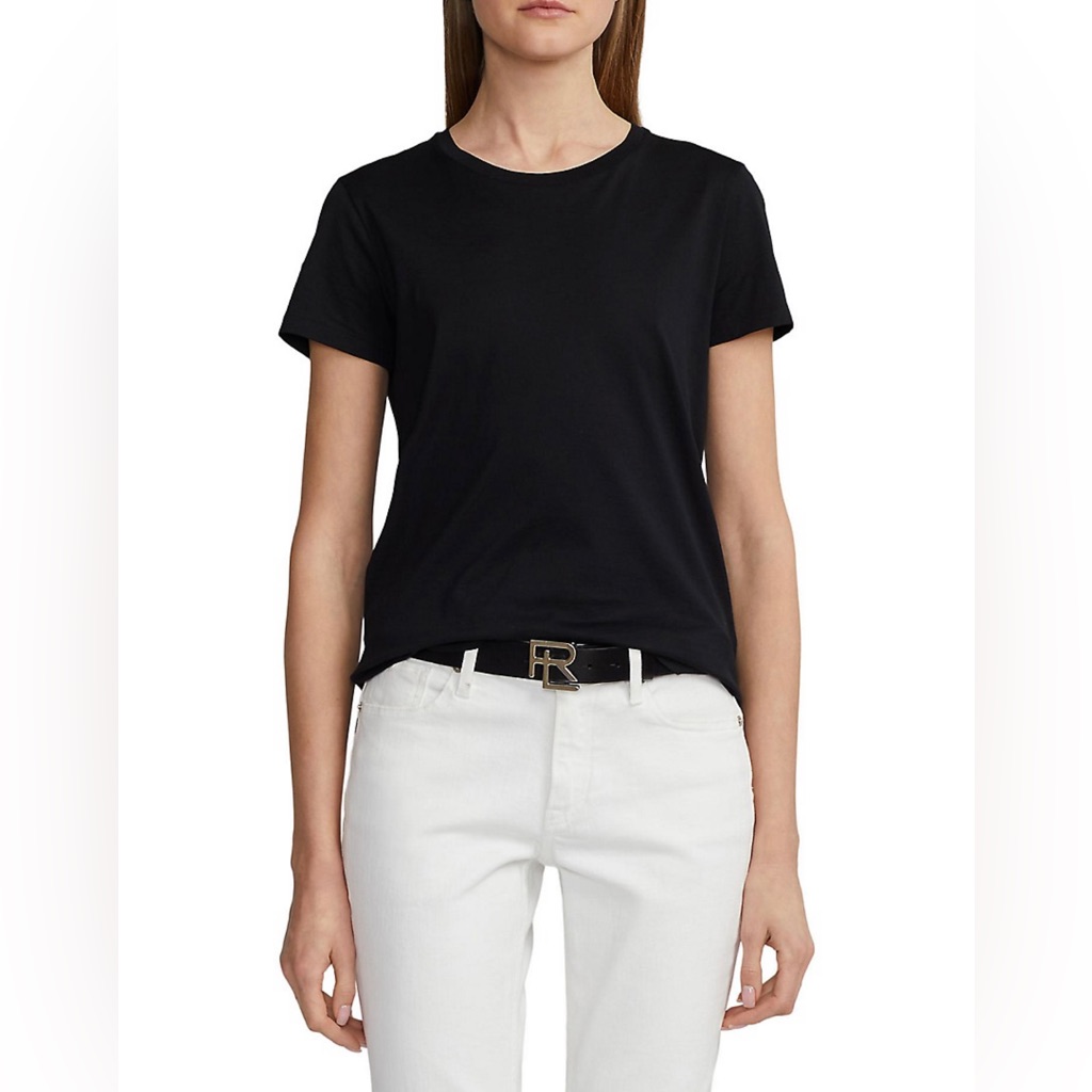 Lauren Ralph Lauren- Black Scoop Neck Blouse - Size S